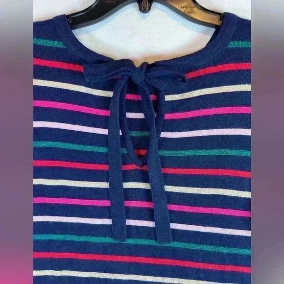 Joules Estelle knitwear sweater dress striped navy size 8 colorful preppy tie - Picture 8 of 10